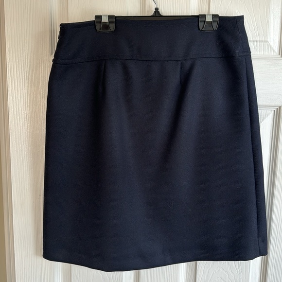 Navy wool skirt with gold/brass tone buttons. Classic look. Mint condition. - Picture 2 of 3